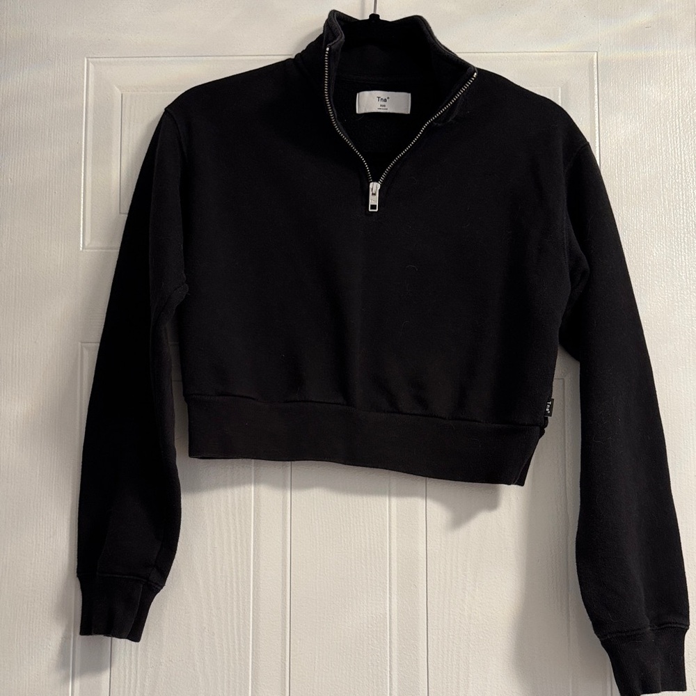 TNA Black Half-Zip Cropped Hoodie